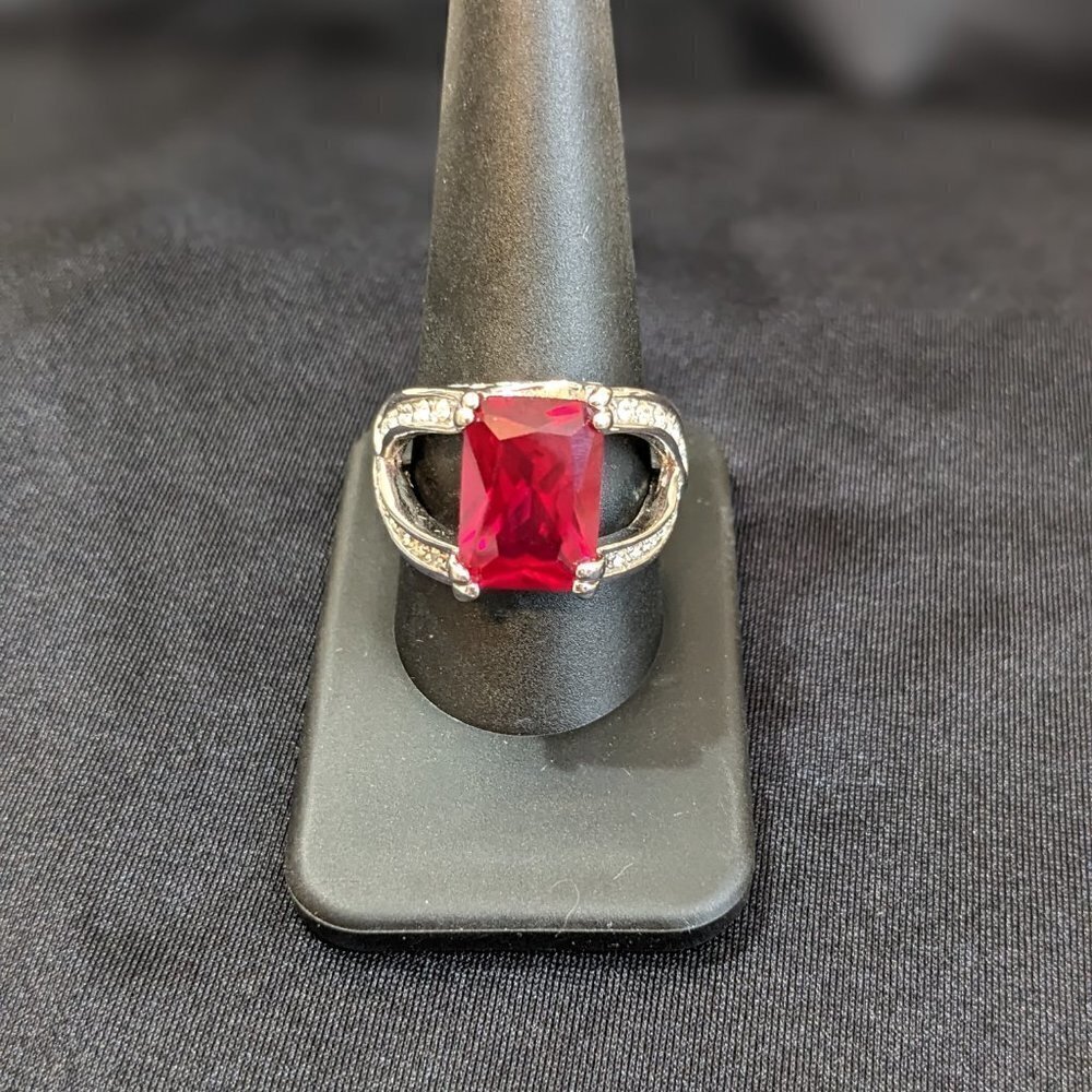 Ruby W Diamonds Silver Cocktail Ring - image 6